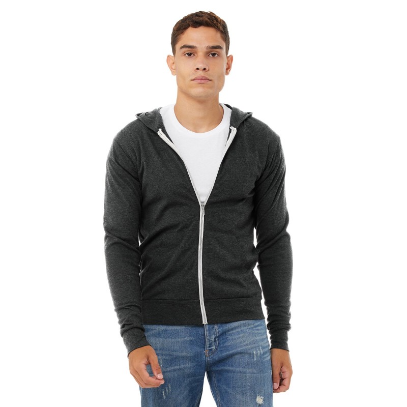 Buy Bella + Canvas 3939 Unisex Triblend Full-Zip Lightweight Hoodie | ApparelChoice.ca