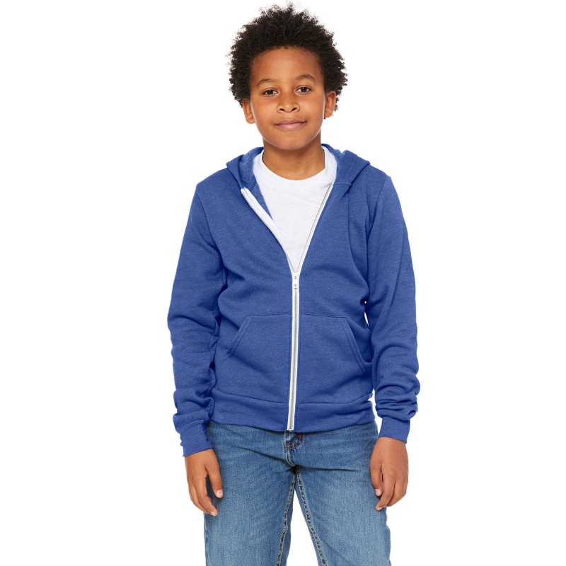 Buy Bella + Canvas 3739Y Youth Sponge Fleece Full-Zip Hooded Sweatshirt | ApparelChoice.ca
