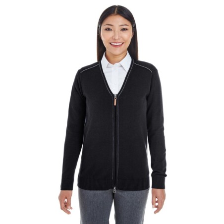 Buy Devon & Jones DG478W Ladies Manchester Fully-Fashioned Full-Zip Cardigan Sweater | ApparelChoice.ca