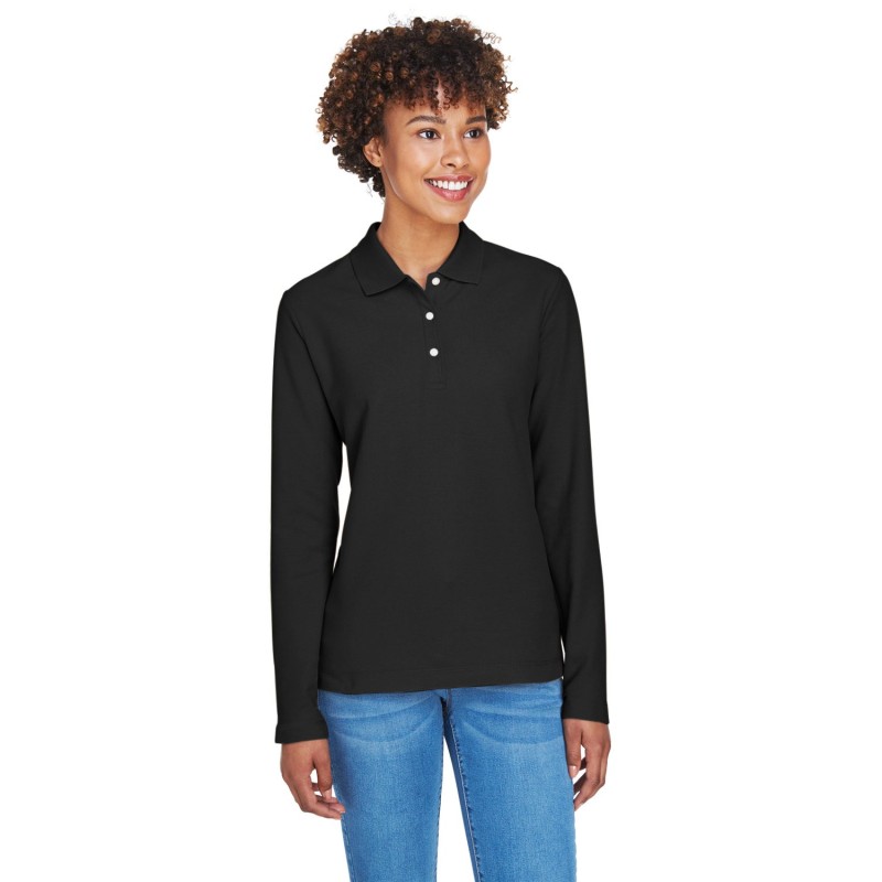 Buy Devon & Jones D110W Ladies Pima Pique Long-Sleeve Polo | ApparelChoice.ca