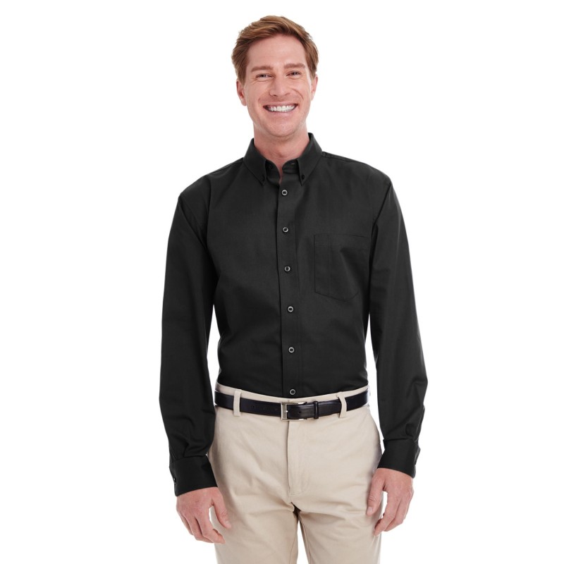 Buy Harriton M581T Men's Tall Foundation 100% Cotton Long-Sleeve Twill Shirt with Teflon | ApparelChoice.ca