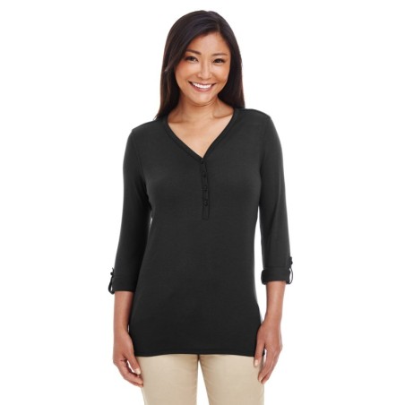 Buy Devon & Jones DP186W Ladies Perfect Fit Y-Placket Convertible Sleeve Knit Top | ApparelChoice.ca