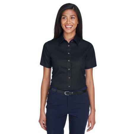 Buy Harriton M500SW Ladies Easy Blend Short-Sleeve Twill Shirt with Stain-Release | ApparelChoice.ca