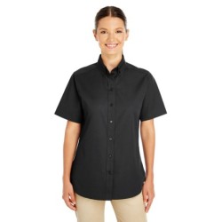 Buy Harriton M582W Ladies Foundation 100% Cotton Short-Sleeve Twill Shirt with Teflon | ApparelChoice.ca