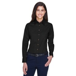 Buy Harriton M500W Ladies Easy Blend Long-Sleeve Twill Shirt with Stain-Release | ApparelChoice.ca